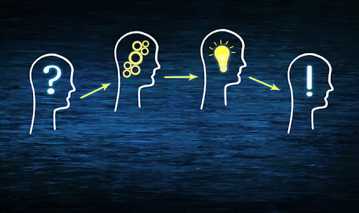 Person solving brain teasers for cognitive development
