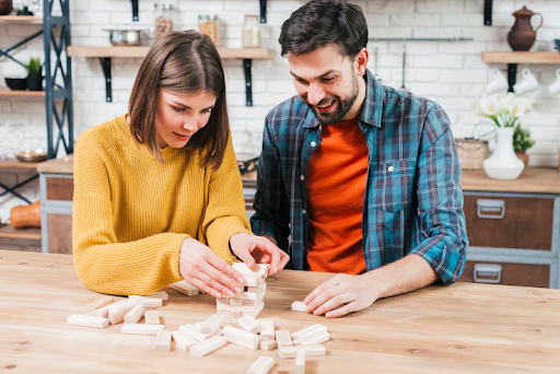 Person playing problem-solving games to improve decisions