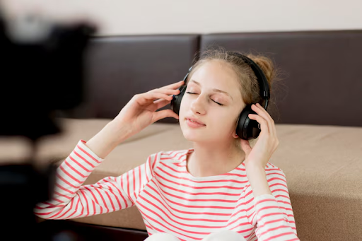 Person listening to music for mental stimulation