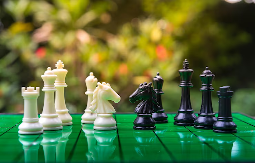 Person playing chess for strategic thinking and problem-solving
